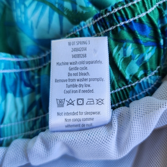 Gymboree Boys Bathing Suit Swim Trunks Sharks Blue Green White Size L (10-12) - Picture 8 of 12